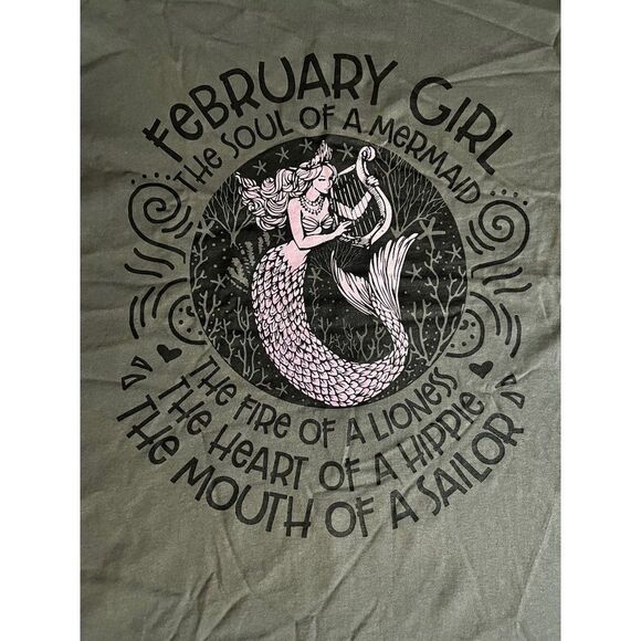 Brand New February Girl Soul Of A Mermaid Women Short‎ Sleeve Tshirt Size XLarge - Picture 3 of 6